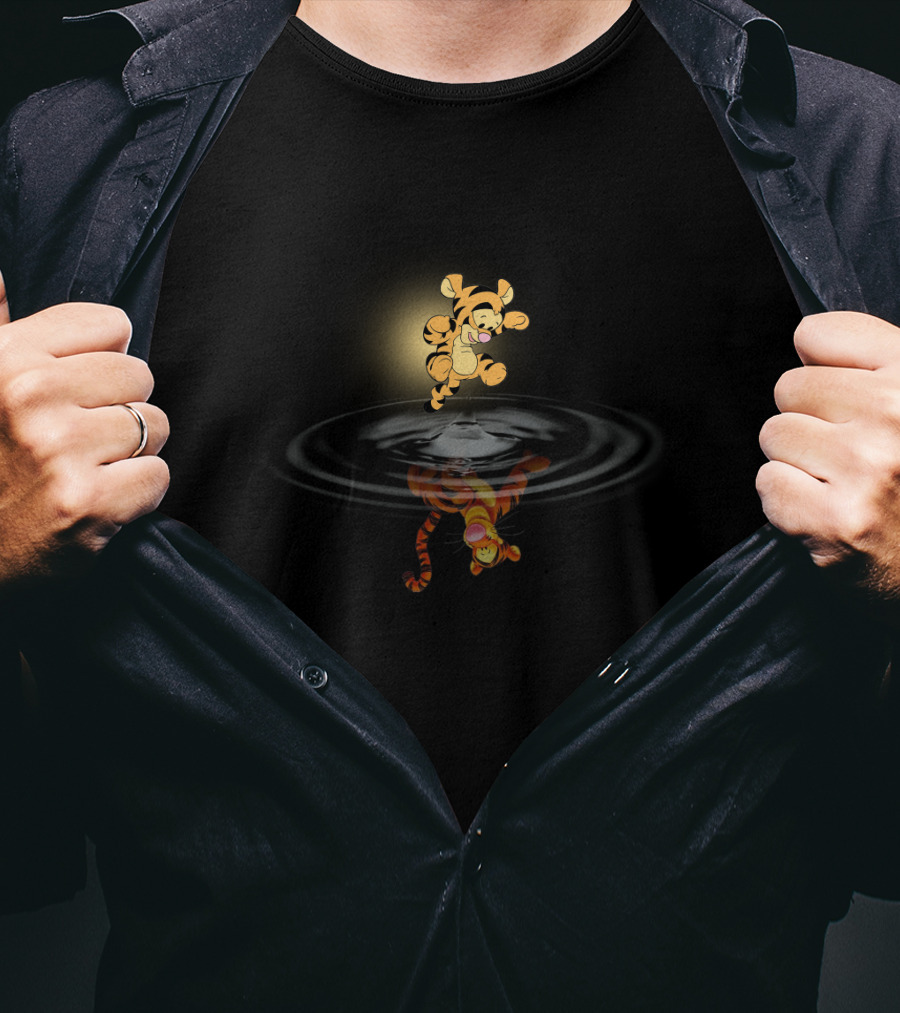 Winnie The Pooh Tigger Reflection In Water Pool T-Shirt