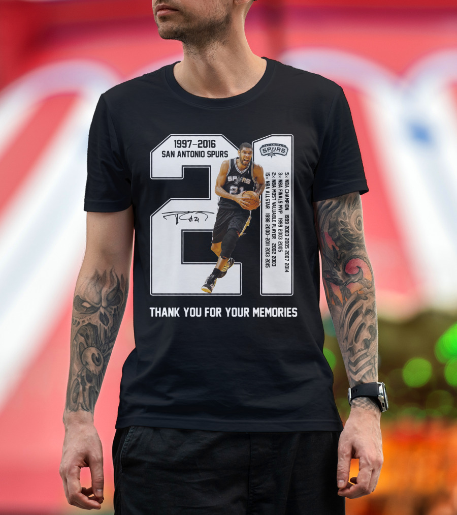 1997-2016 San Antonio Spurs 21 Thank You For Your Memories T-Shirt