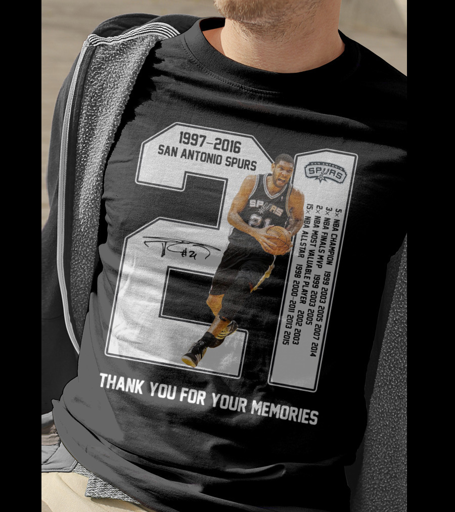 1997-2016 San Antonio Spurs 21 Thank You For Your Memories T-Shirt