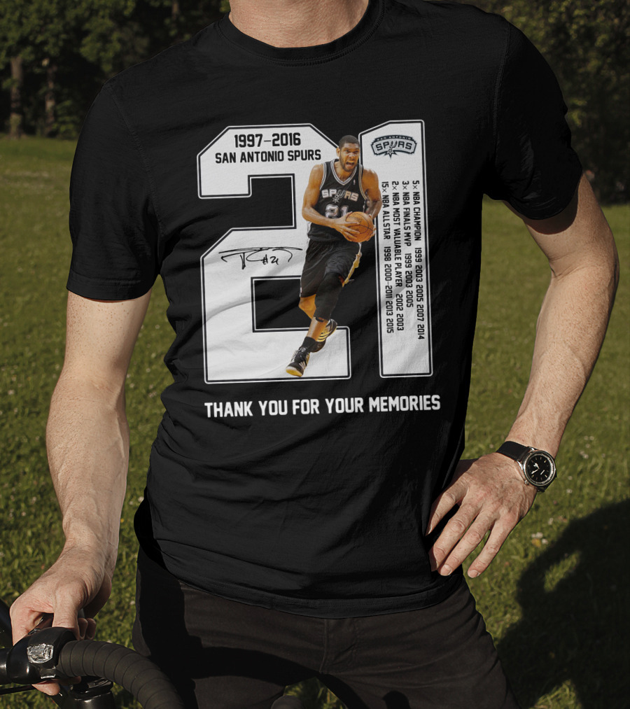 1997-2016 San Antonio Spurs 21 Thank You For Your Memories T-Shirt