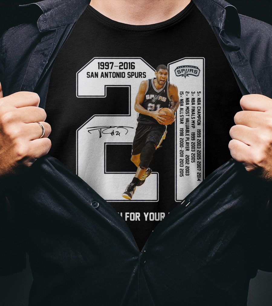 1997-2016 San Antonio Spurs 21 Thank You For Your Memories T-Shirt