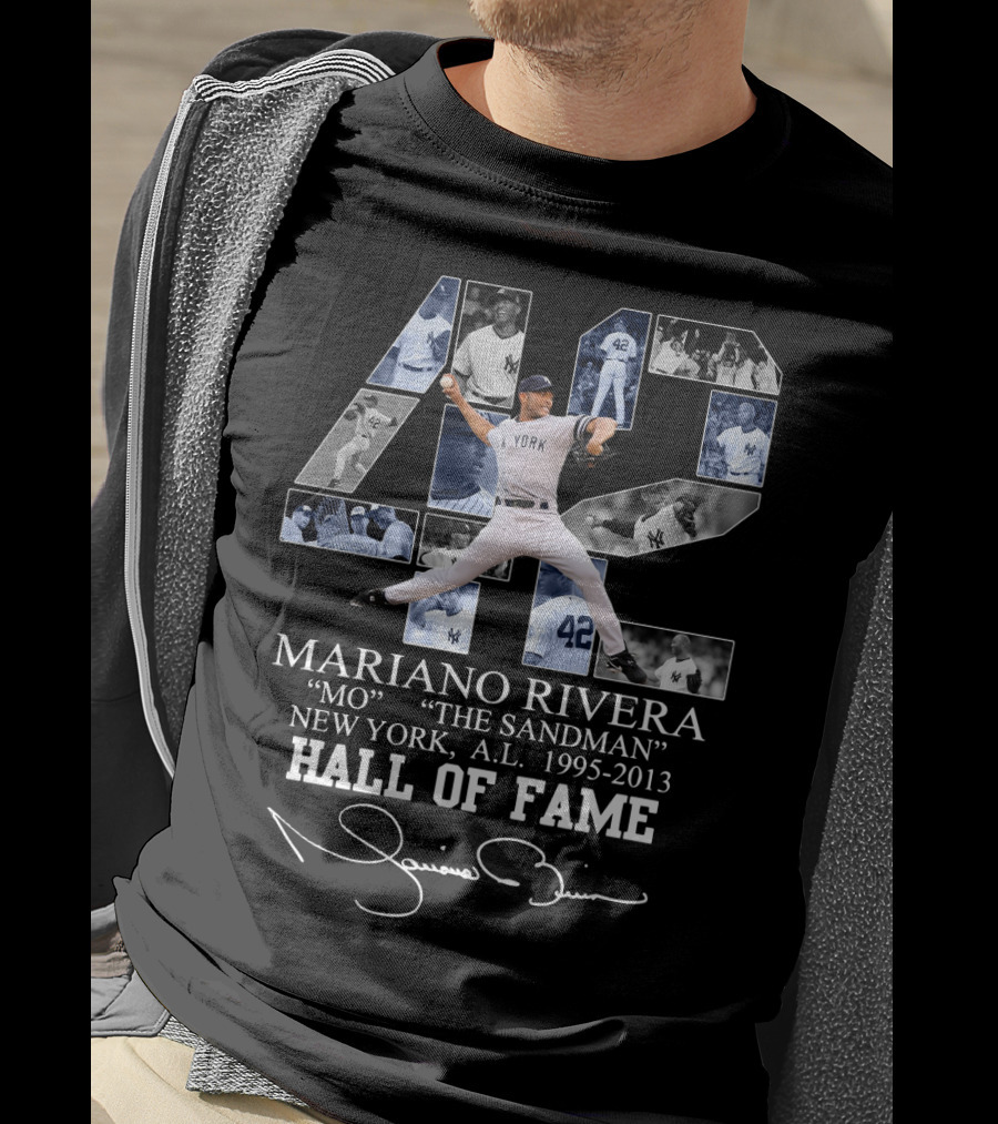 Mariano Rivera Mo The Sandman New York A.l. 1995-2013 Hall Of Fame T-Shirt