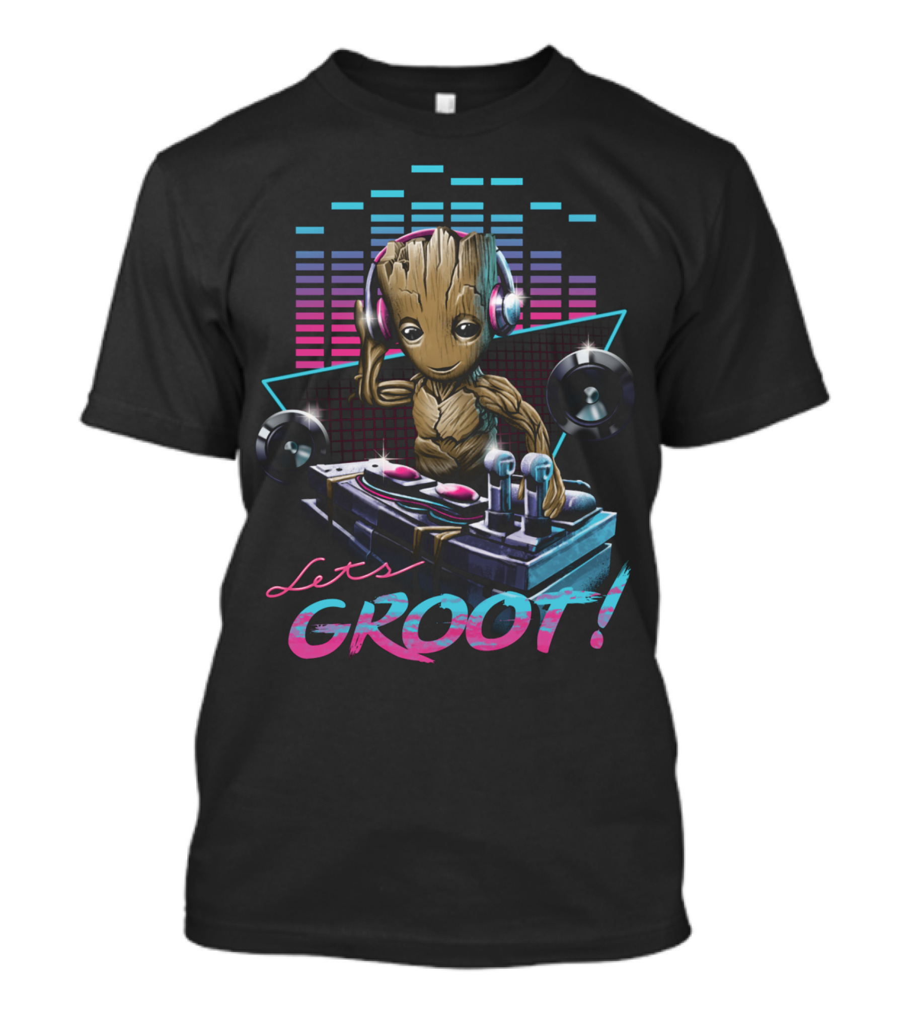 Let's Groot DJ Mixing Groot With Headphones Music Visuals T-Shirt
