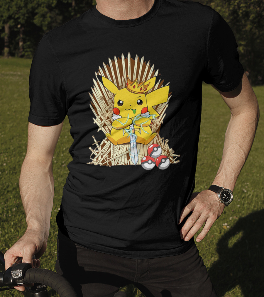 Pikachu Throne King With Sword And Pokeballs Game Of Thrones Style T-Shirt
