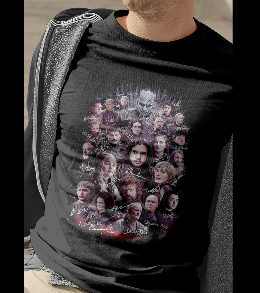 Game Of Thrones Characters Collage With Authentic Signatures T-Shirt