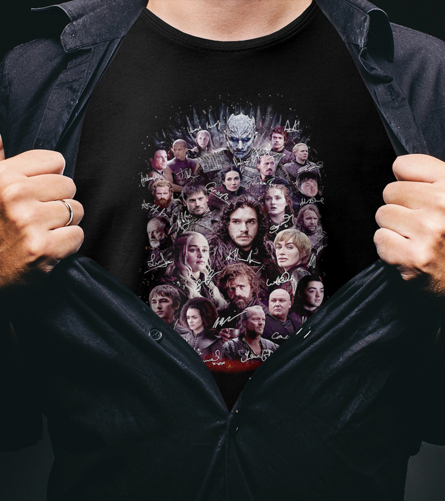 Game Of Thrones Characters Collage With Authentic Signatures T-Shirt