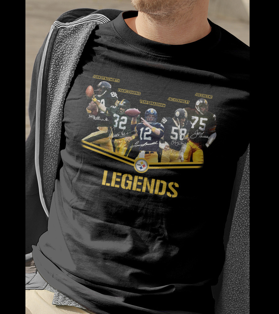 Legends John Stallworth Franco Harris Terry Bradshaw Jack Lambert Joe Greene Pittsburgh Steelers T-Shirt