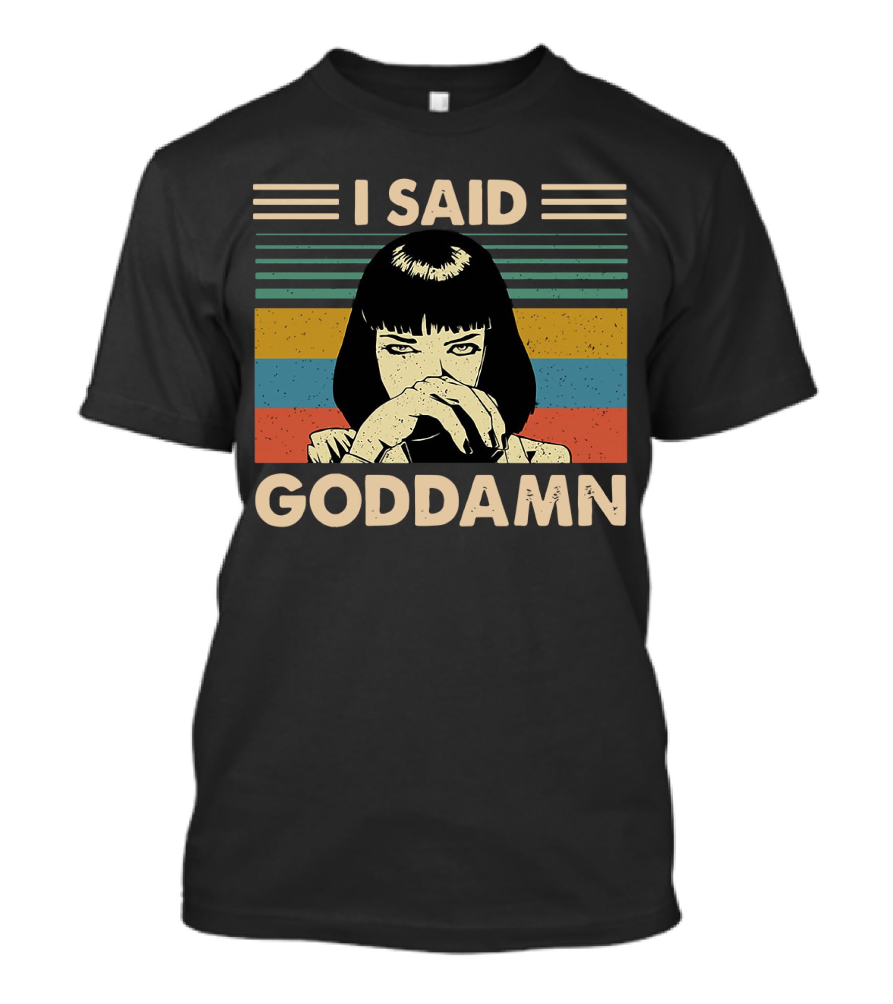 Mia Wallace I Said Goddamn Retro Stripes T-Shirt