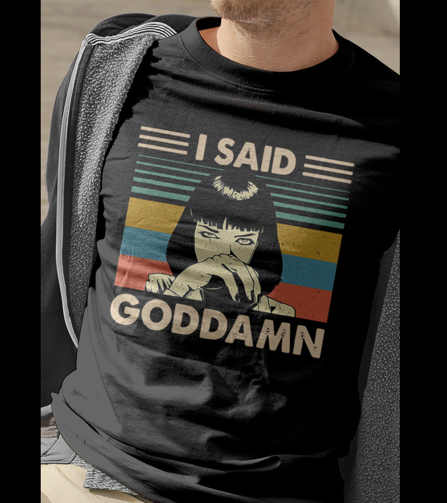 Mia Wallace I Said Goddamn Retro Stripes T-Shirt