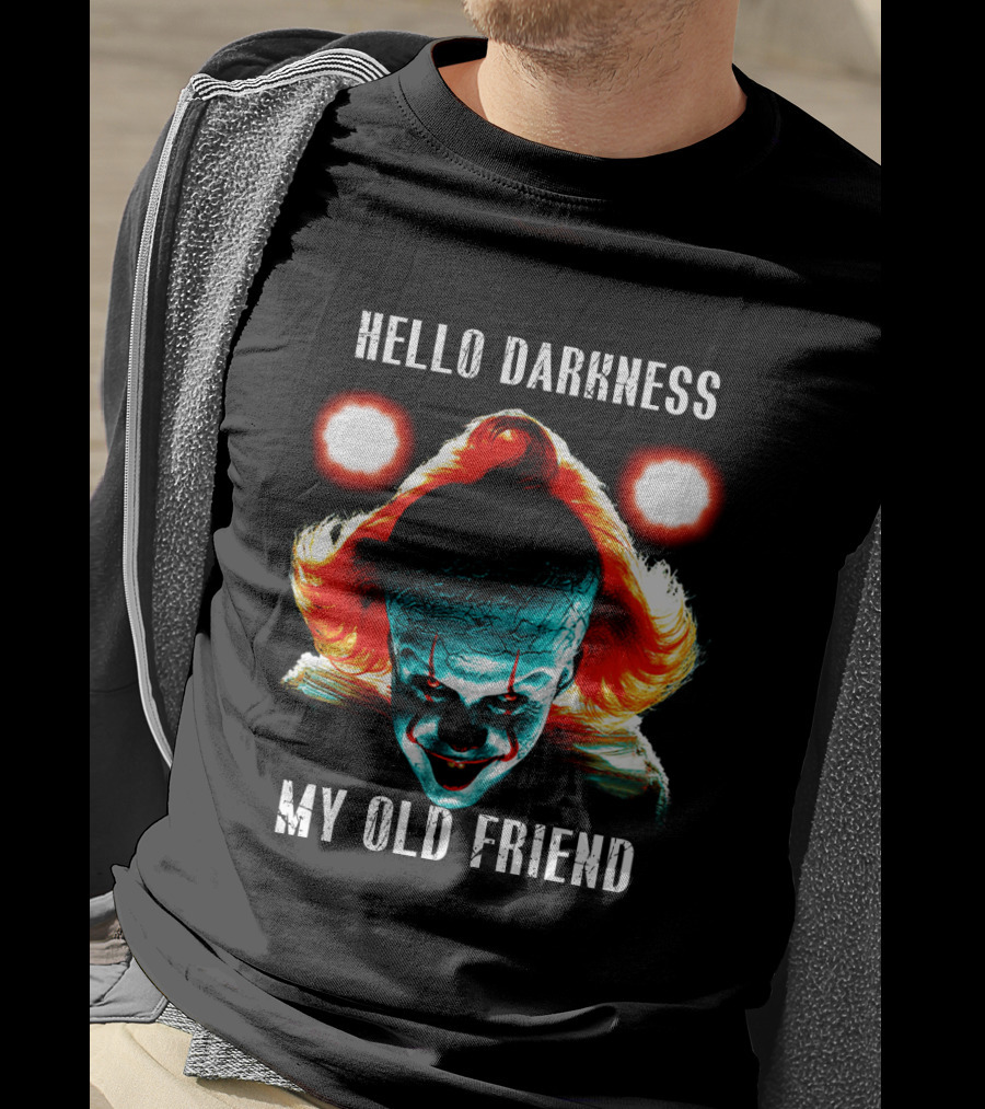 Pennywise Clown Artwork Hello Darkness My Old Friend Horror T-Shirt