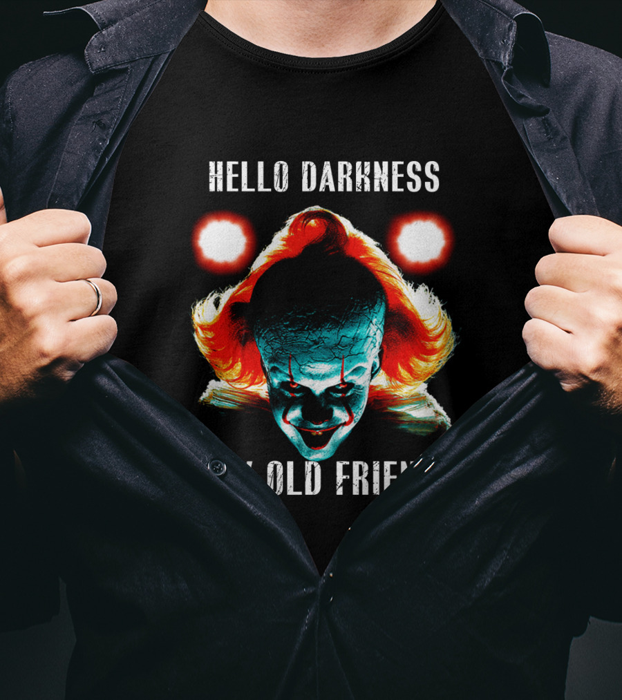 Pennywise Clown Artwork Hello Darkness My Old Friend Horror T-Shirt