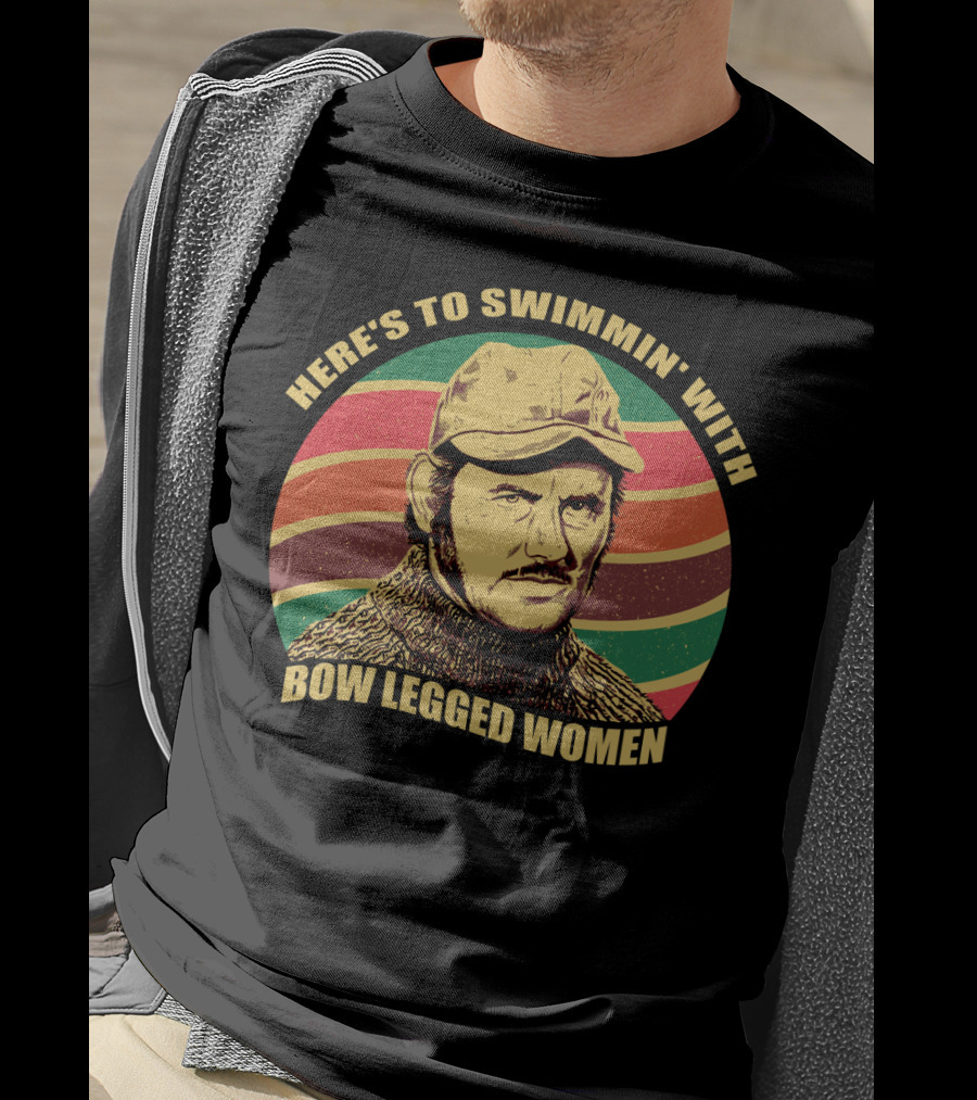 Here's To Swimmin' With Bow Legged Women Quint Jaws Vintage Retro Wave T-Shirt