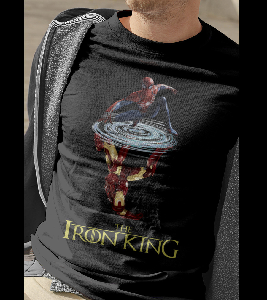 Spider Man Above Iron Man Reflection The Iron King T-Shirt