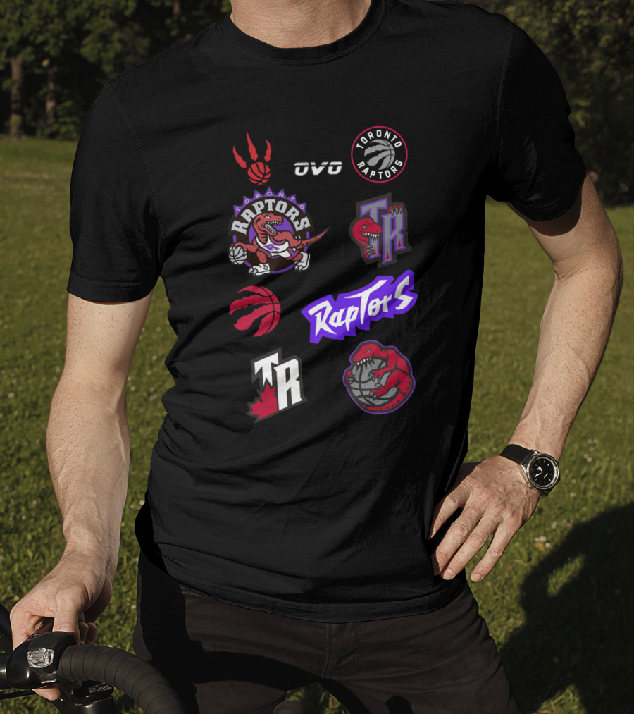 Toronto Raptors Logos Collection Including OVO Partnership And Dinosaur Iconography T-Shirt