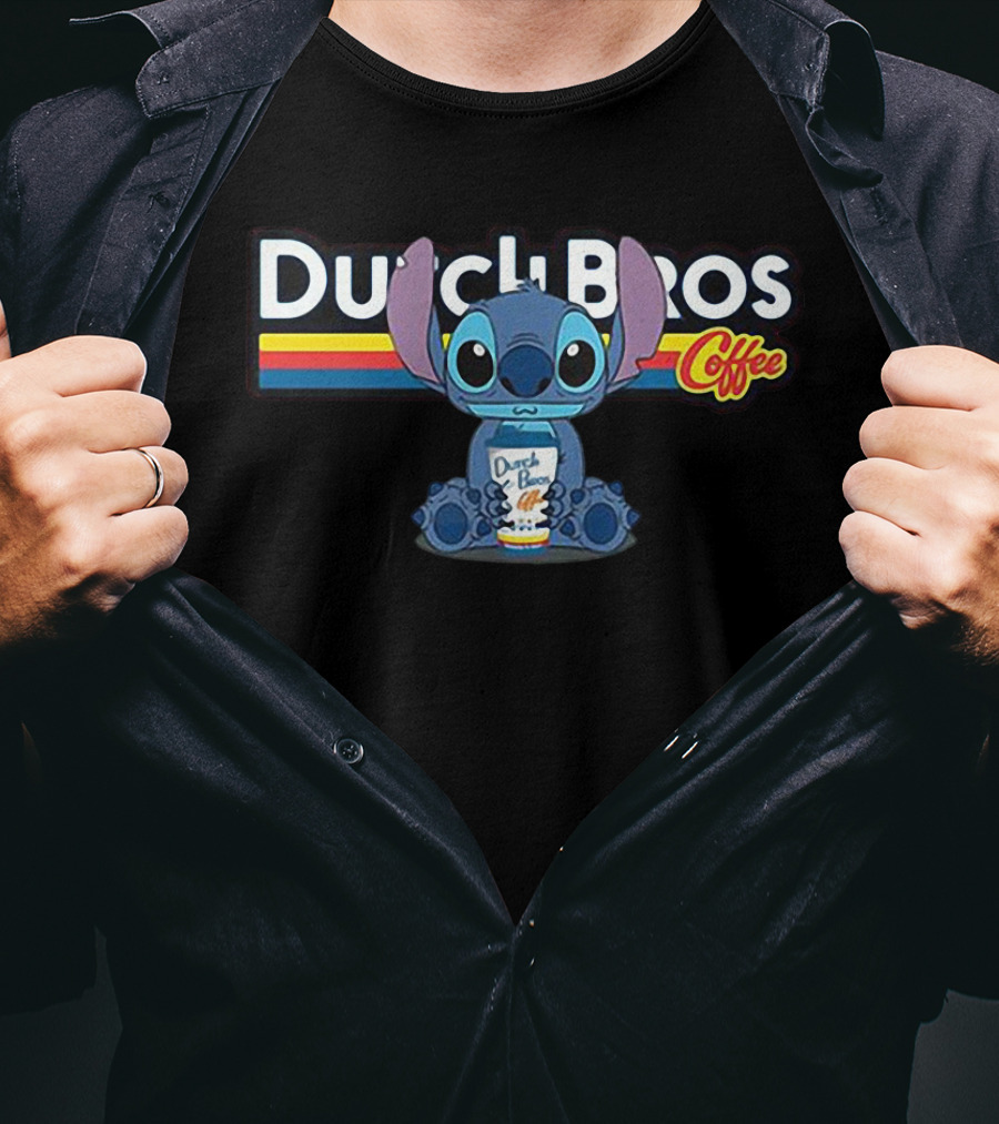 Stitch Holding Dutch Bros Coffee Cup T-Shirt