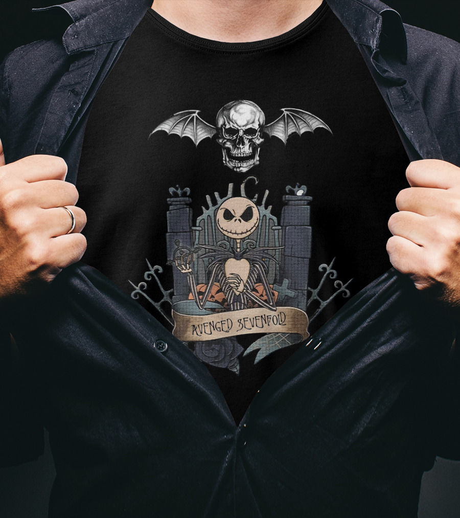 Jack Skellington Avenged Sevenfold Bat Skull Gothic Crossover T-Shirt
