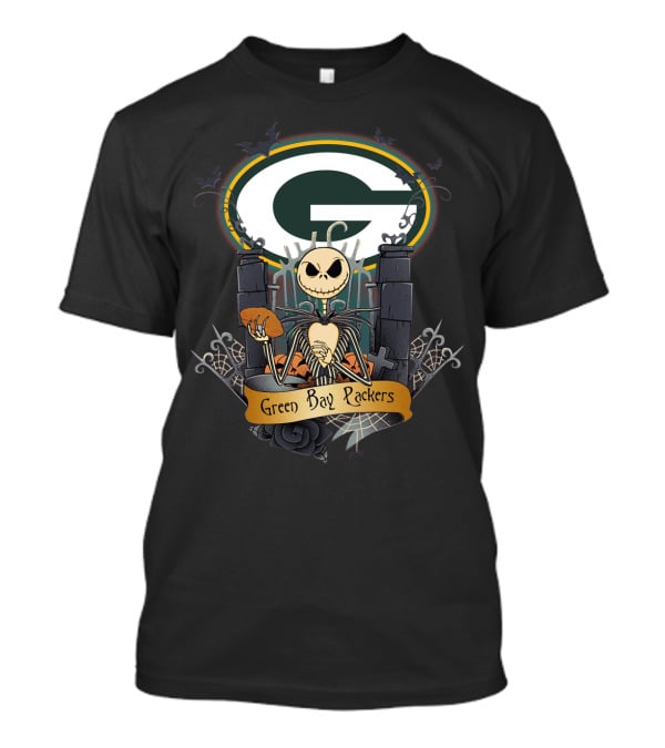 Green Bay Packers Jack Skellington Football Crossover T-Shirt