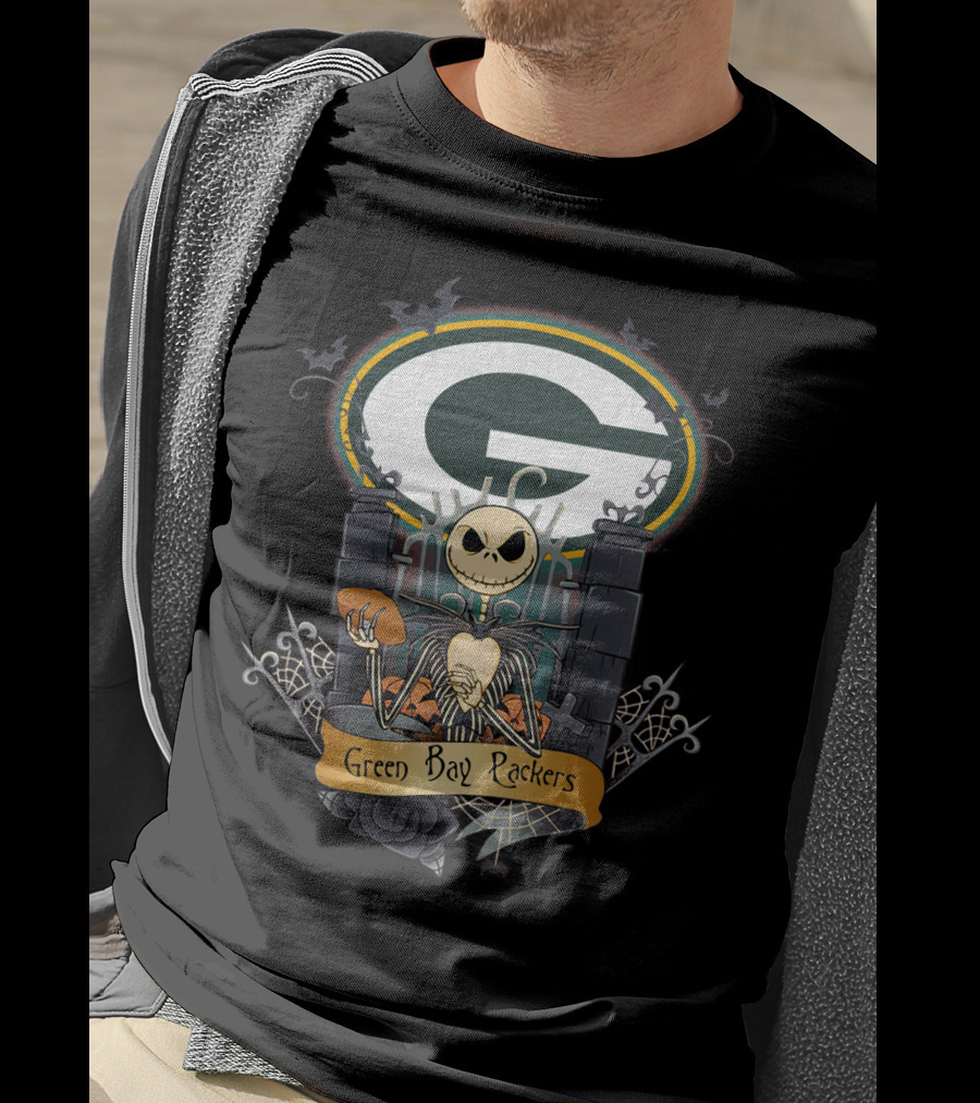 Green Bay Packers Jack Skellington Football Crossover T-Shirt
