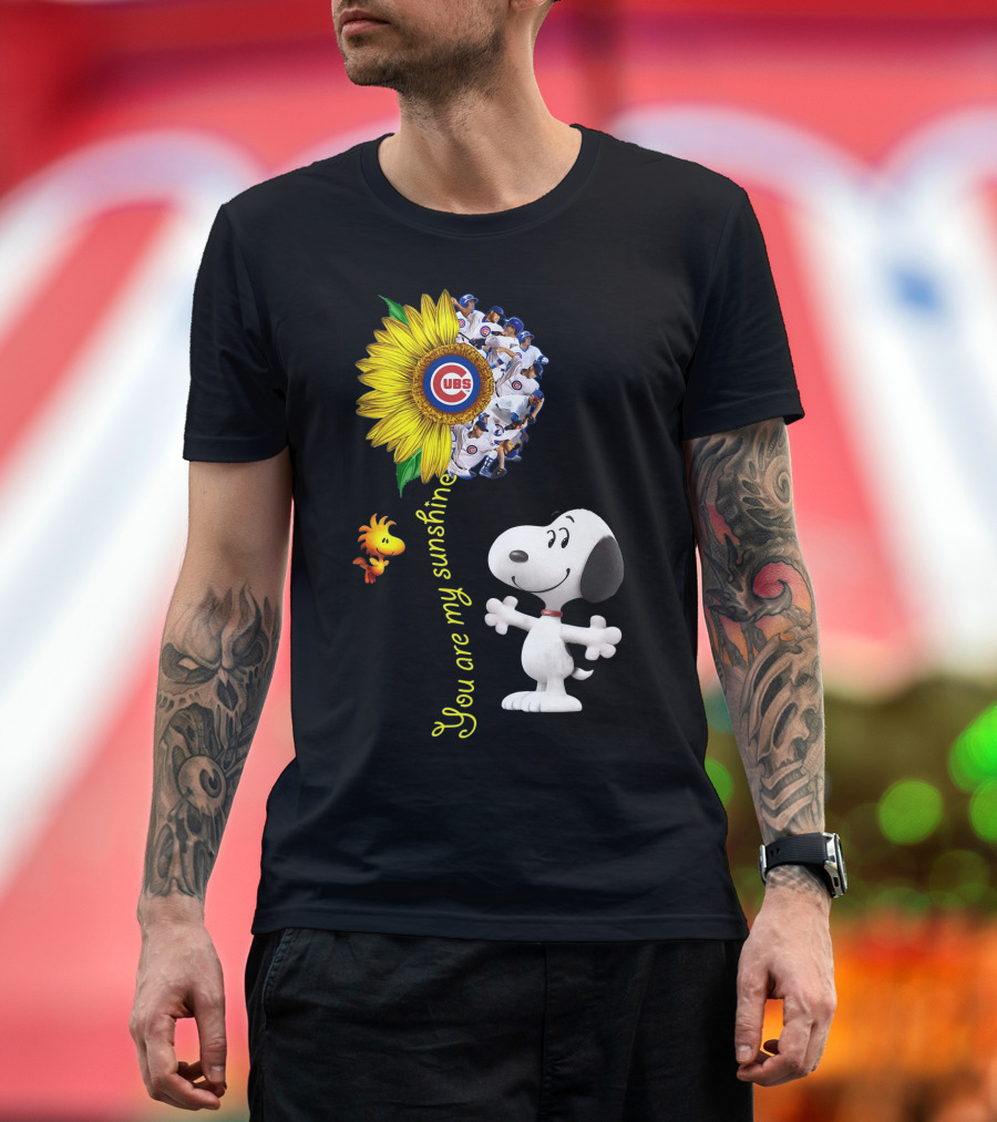 Snoopy Chicago Cubs You Are My Sunshine Sunflower Baseball T-Shirt
