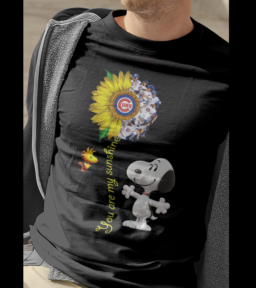 Snoopy Chicago Cubs You Are My Sunshine Sunflower Baseball T-Shirt