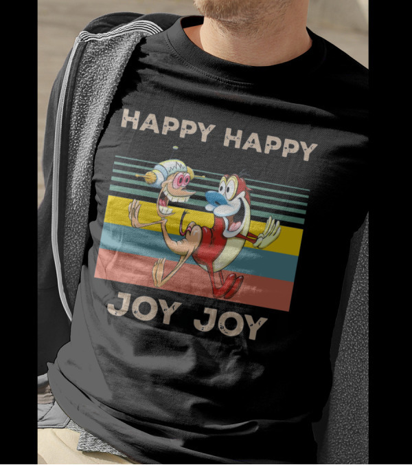 Ren And Stimpy Happy Happy Joy Joy Mighty Fine Stripede T-Shirt