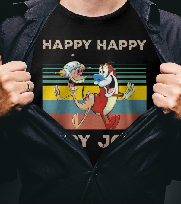 Ren And Stimpy Happy Happy Joy Joy Mighty Fine Stripede T-Shirt