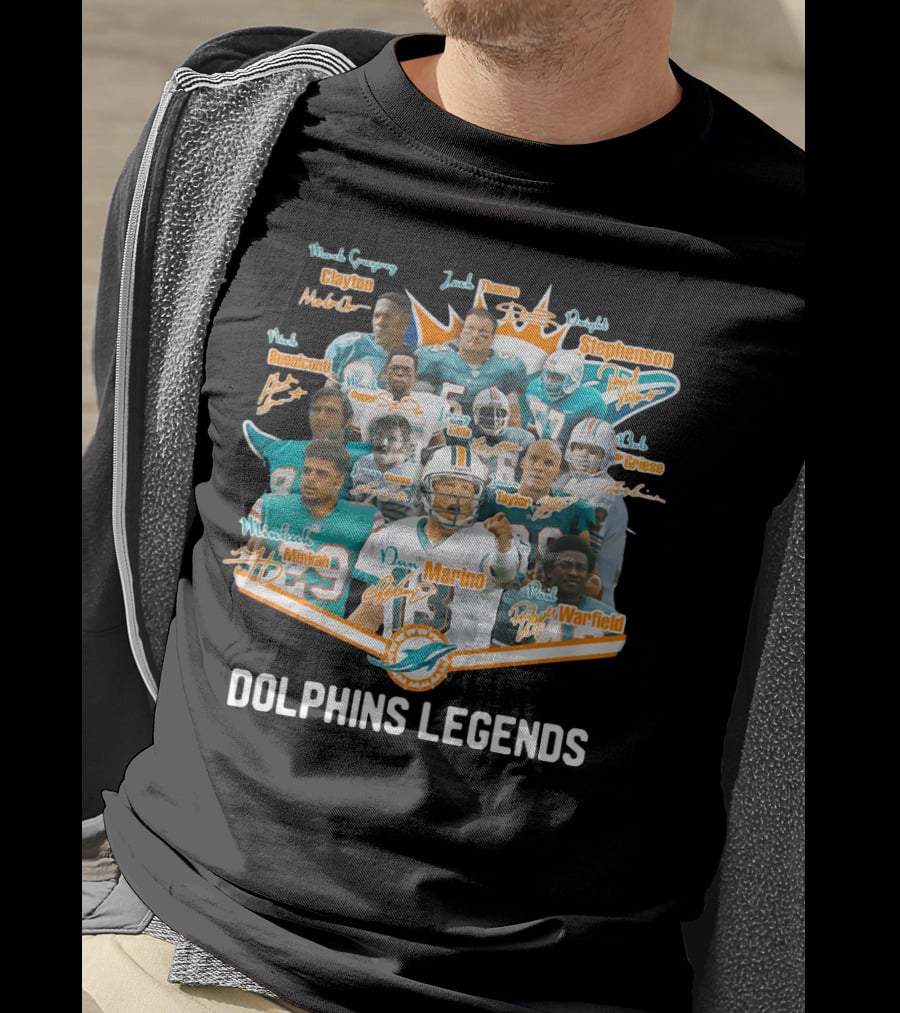 Dolphins Legends Marino Minkah Stephenson Buoniconti Warfield Gase Griese Taylor Thomas Clayton Mandich T-Shirt