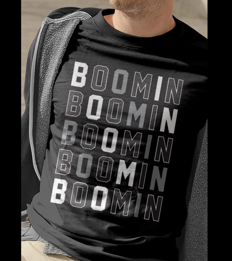 Boomin AB Black Silver Football Graphic Repetition T-Shirt