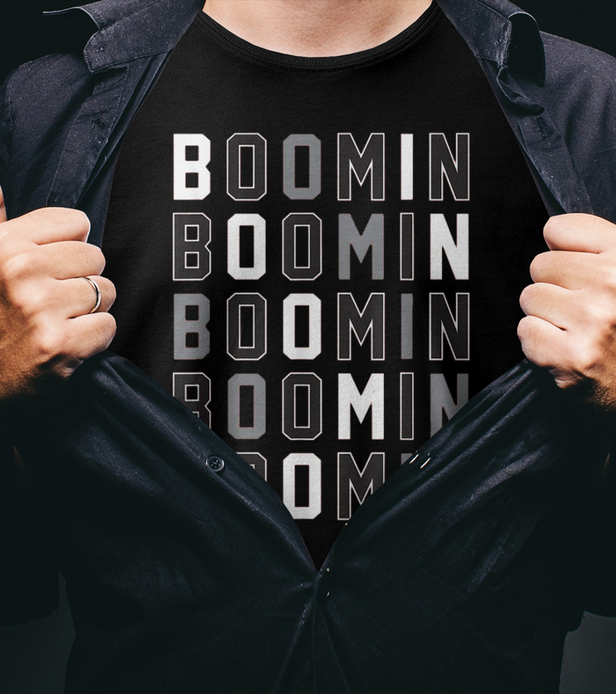 Boomin AB Black Silver Football Graphic Repetition T-Shirt