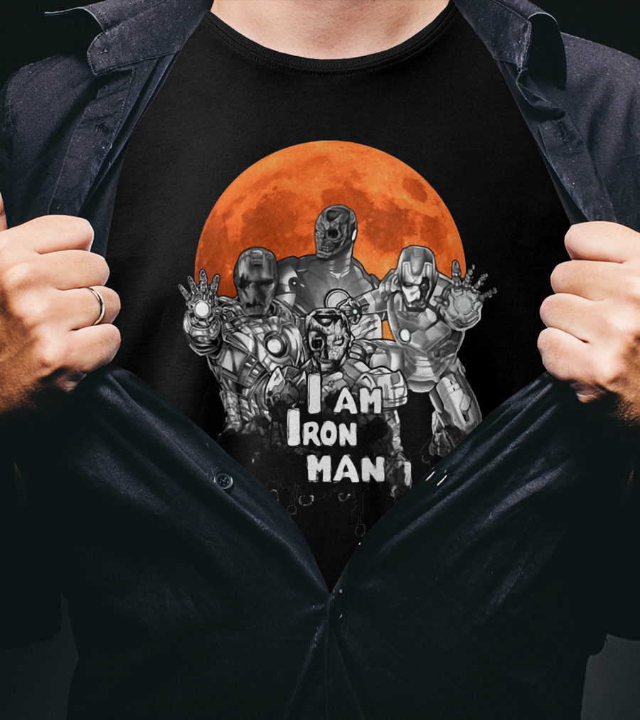 Iron Man Zombie Halloween I Am Iron Man Moon T-Shirt