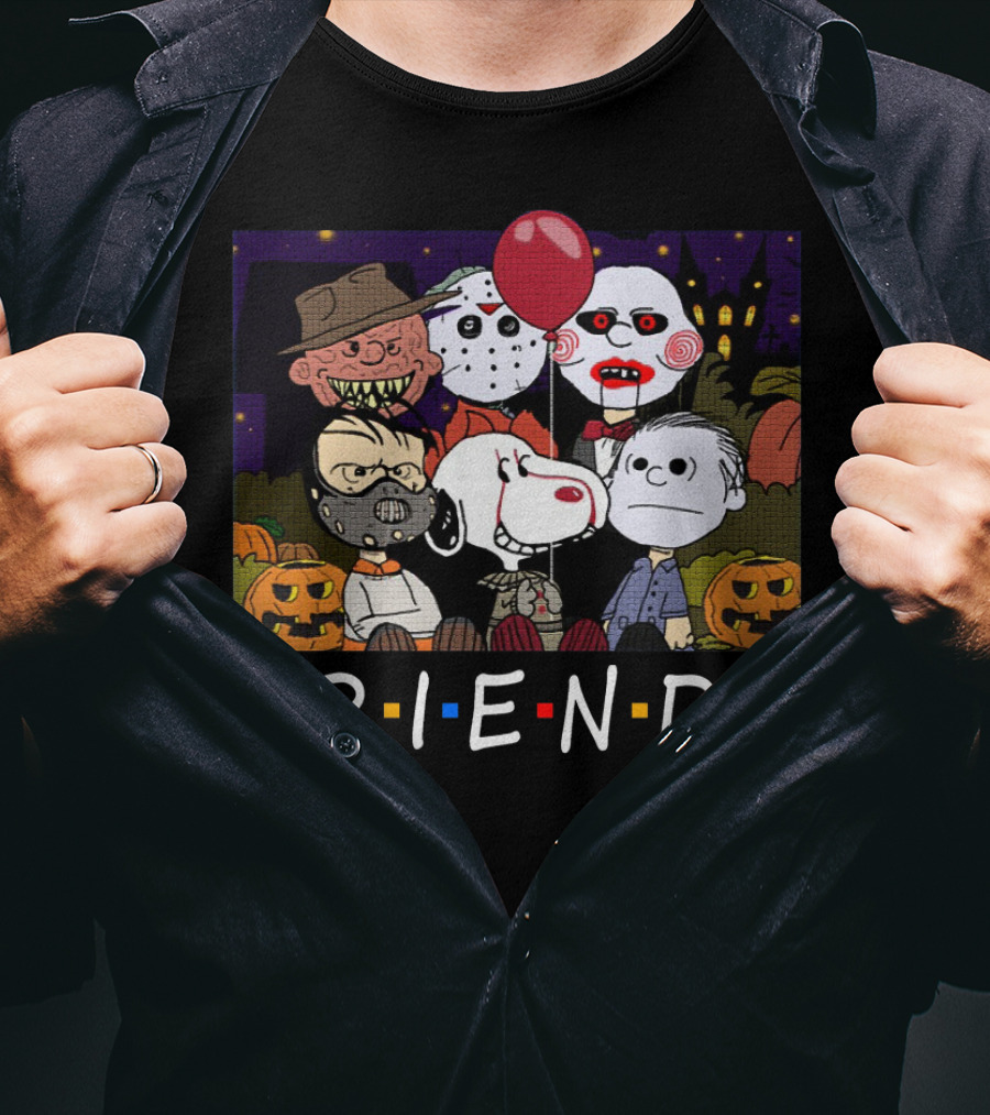 Horror Halloween Peanuts Characters Friends TV Show Mashup T-Shirt