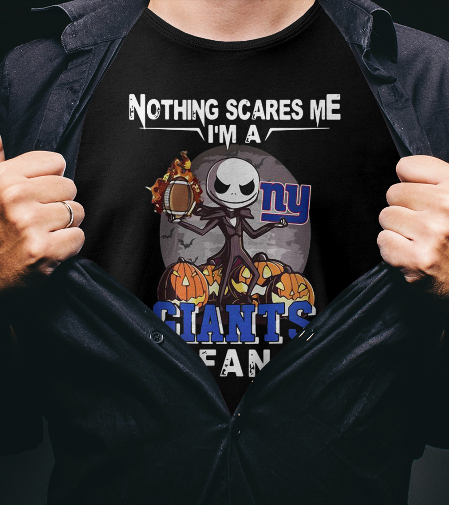 Nothing Scares Me I'm A Giants Fan Jack Skellington Ny Football T-Shirt