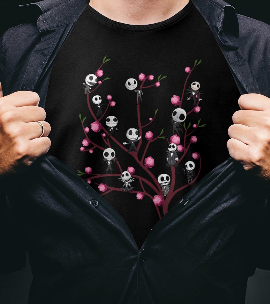 Jack Skellington Among Sakura Blossoms T-Shirt