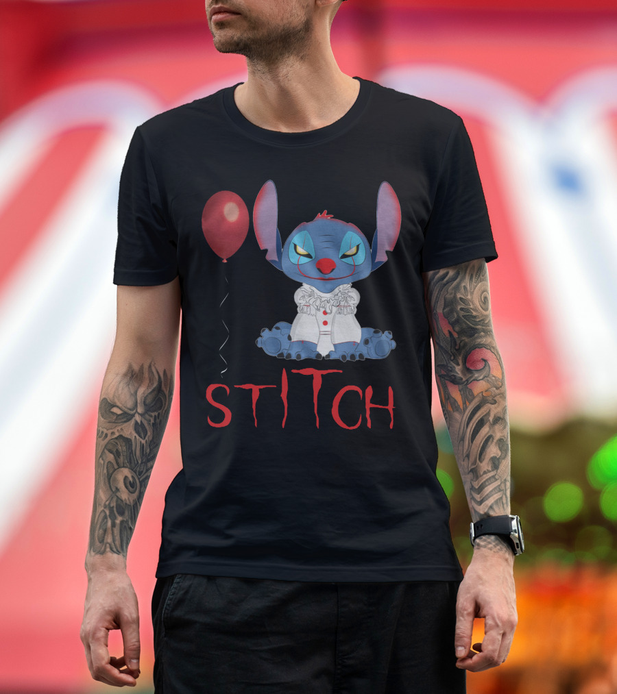 It Horror Stitch With Pennywise Balloon T-Shirt