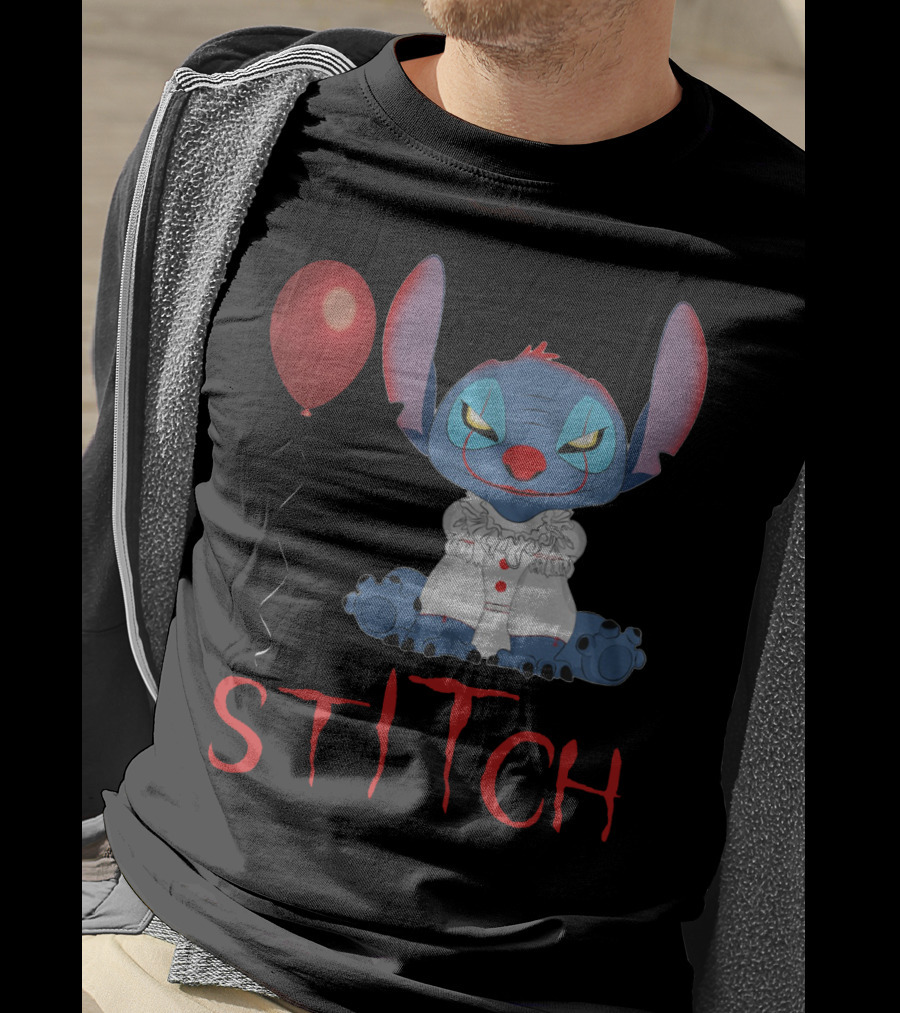It Horror Stitch With Pennywise Balloon T-Shirt