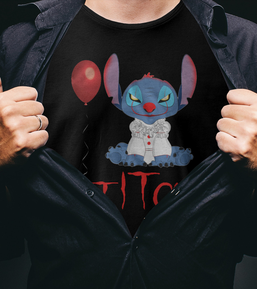 It Horror Stitch With Pennywise Balloon T-Shirt
