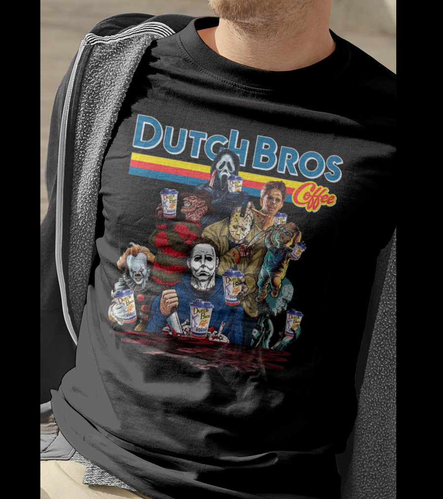 Dutch Bros Coffee Halloween Horror Characters T-Shirt