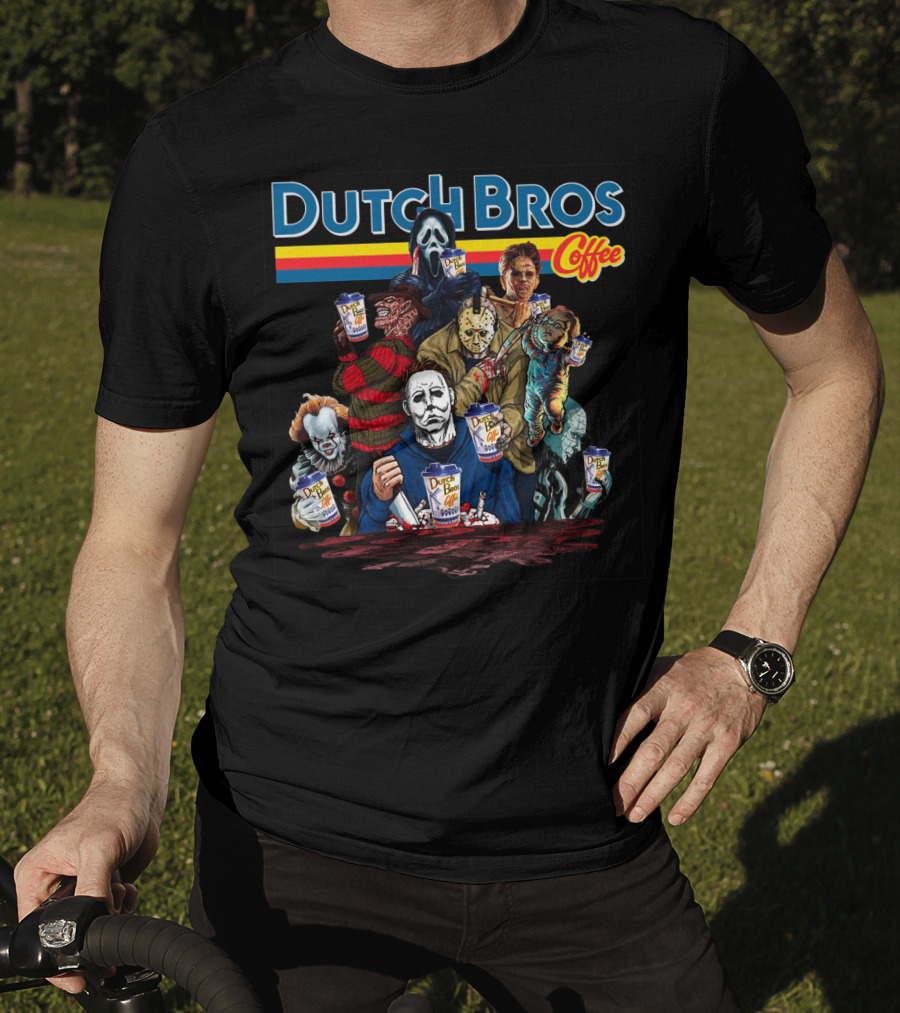 Dutch Bros Coffee Halloween Horror Characters T-Shirt