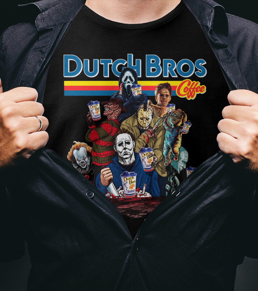 Dutch Bros Coffee Halloween Horror Characters T-Shirt