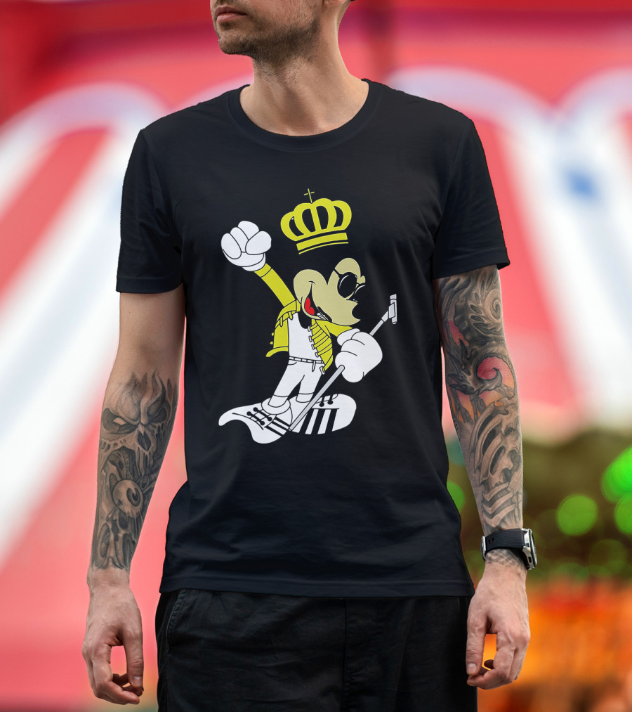 Freddie Mercury Mickey Mouse Crown Pose with Microphone T-Shirt
