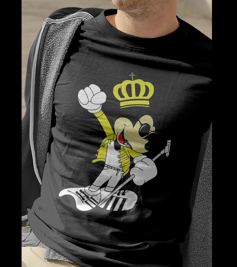 Freddie Mercury Mickey Mouse Crown Pose With Microphone T-Shirt