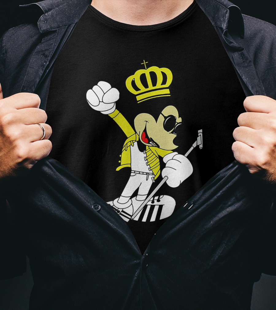 Freddie Mercury Mickey Mouse Crown Pose With Microphone T-Shirt