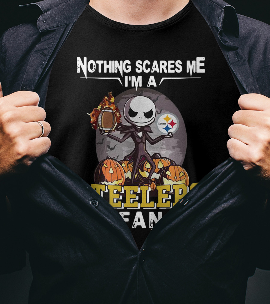 Nothing Scares Me I'm A Steelers Fan Jack Skellington T-Shirt