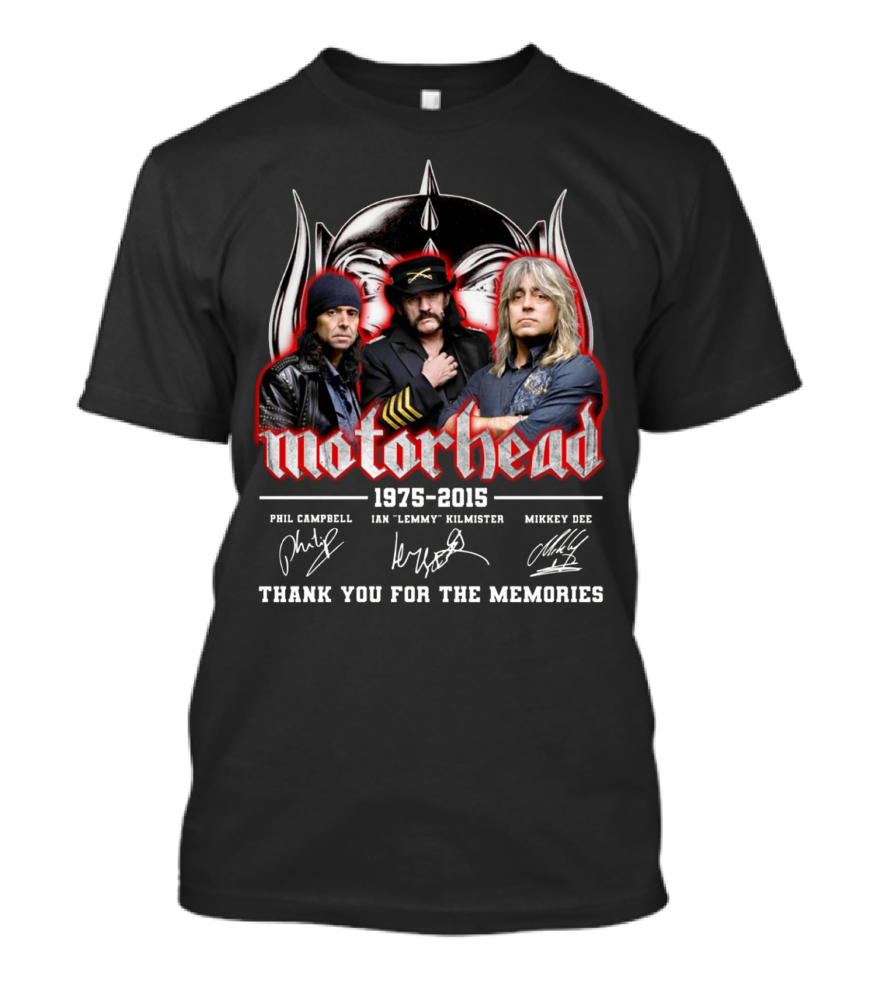 Motorhead 1975-2015 Thank You For The Memories Phil Campbell Ian 'Lemmy' Kilmister Mikkey Dee T-Shirt