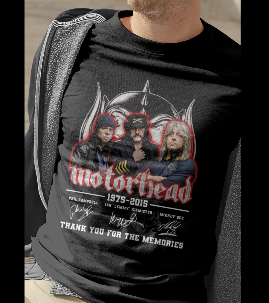 Motorhead 1975-2015 Thank You For The Memories Phil Campbell Ian 'Lemmy' Kilmister Mikkey Dee T-Shirt