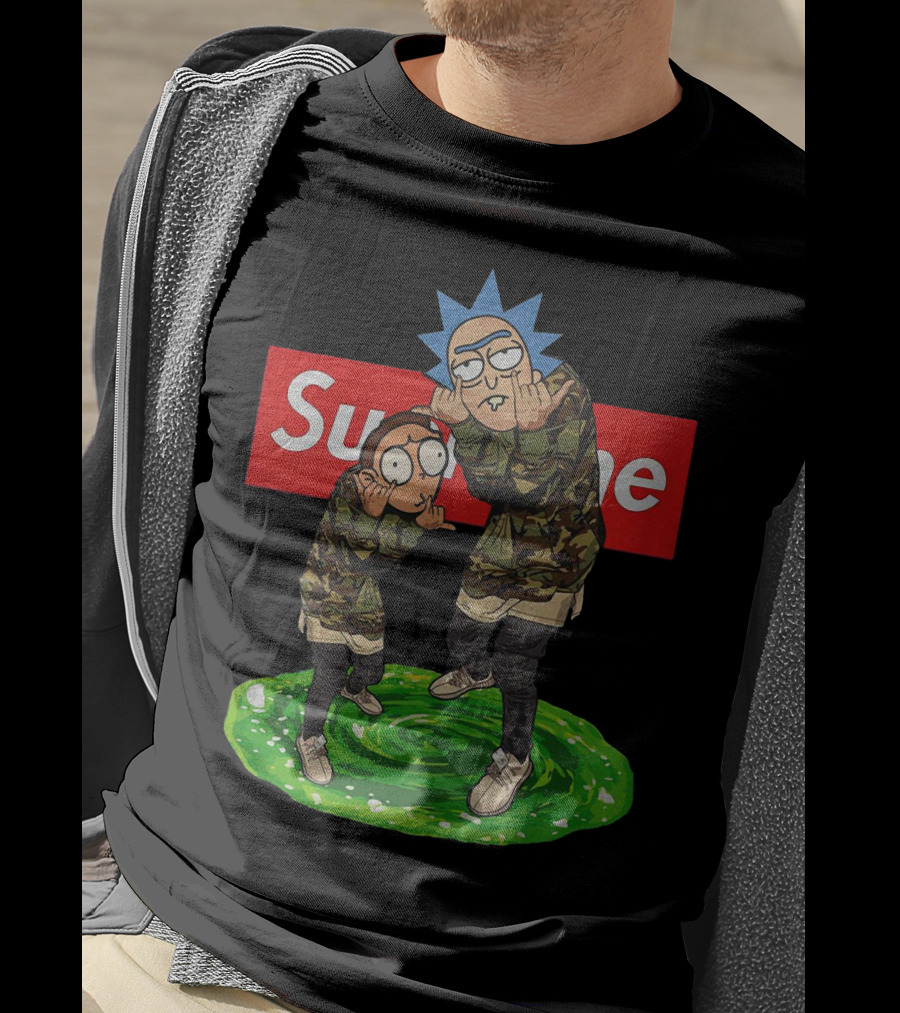 Rick And Morty Supreme Portal Streetwear Camo T-Shirt