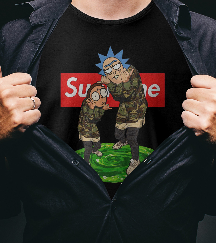 Rick And Morty Supreme Portal Streetwear Camo T-Shirt
