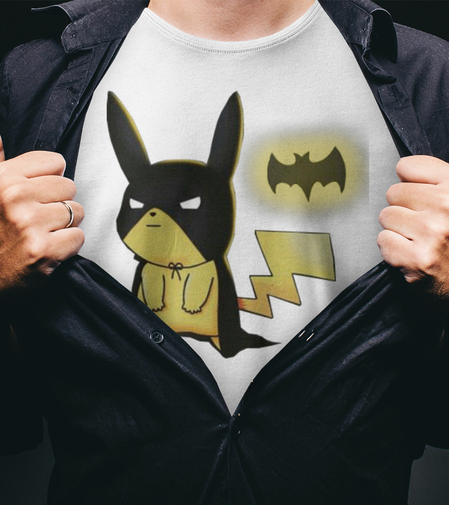 Pikachu Batman Crossover With Iconic Bat T-Shirt