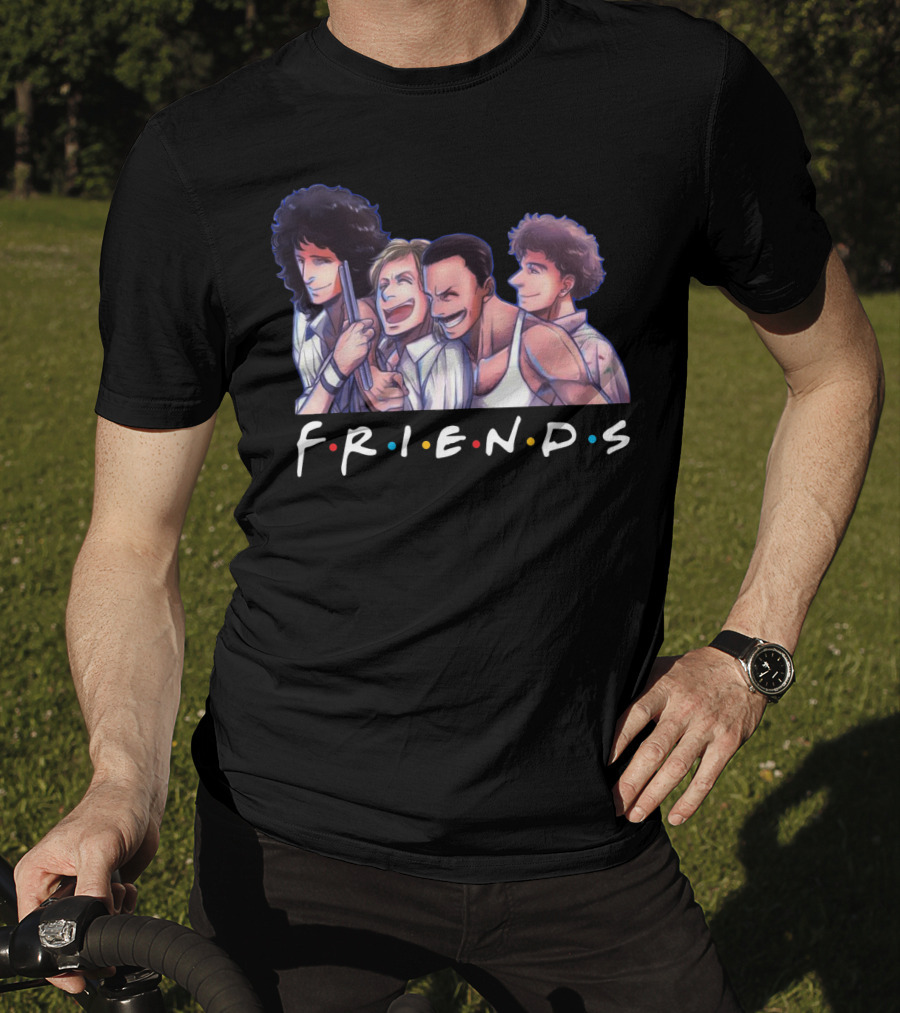 Queen Band Members Anime Style Friends Logo Mashup T-Shirt