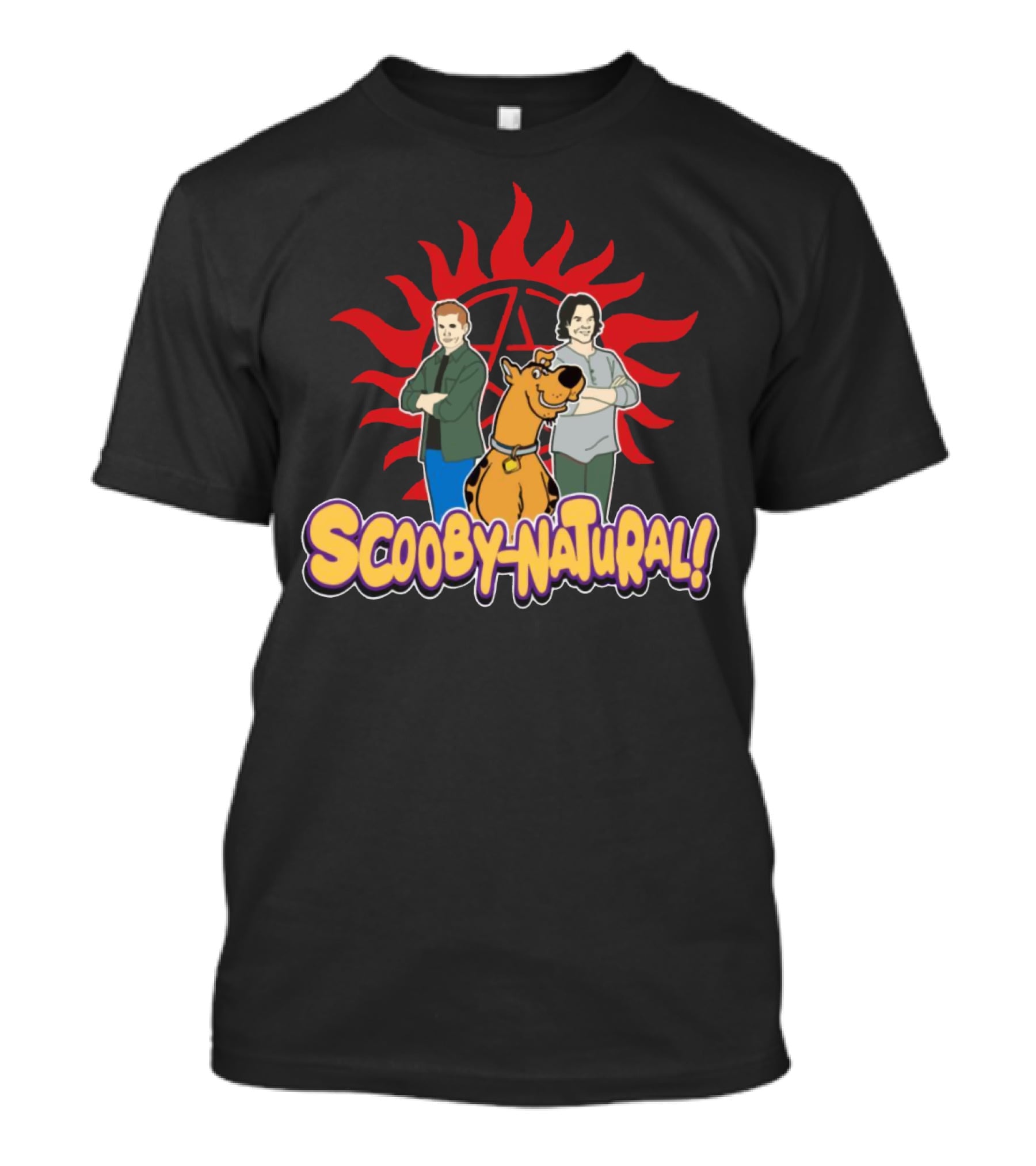 Scooby-Natural Supernatural Crossover Featuring Iconic Red Sun And Mystery Characters T-Shirt